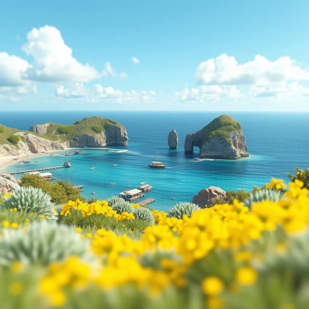 Yellow Flowers by the Sea