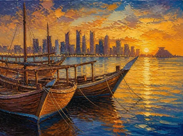 مراكب عند الغروب